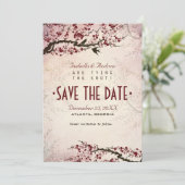 Cherry Blossom und Love Birds Save the Date (Stehend Vorderseite)