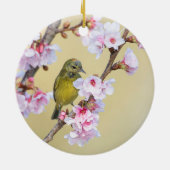 Cherry Blossom und Warbler Keramik Ornament (Hinten)