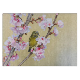 Cherry Blossom und Warbler Schneidebrett