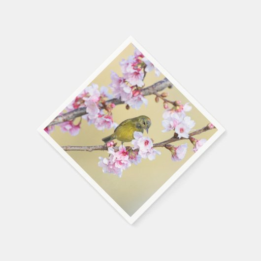 Cherry Blossom und Warbler Serviette (Ecke)