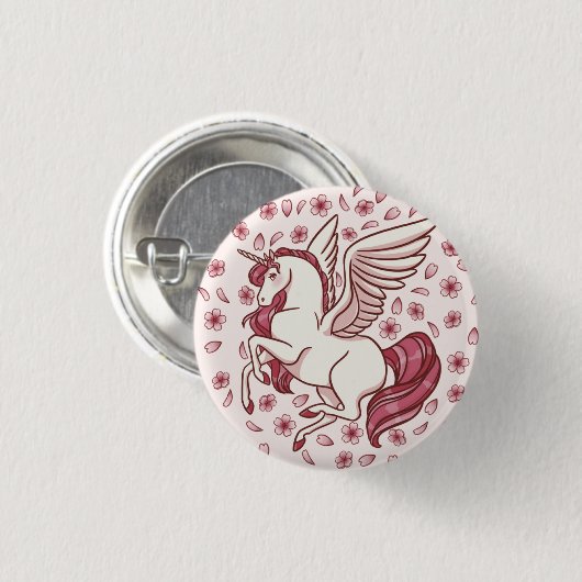 Cherry Blossom Unicorn Button (Vorne & Hinten)