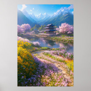 Cherry Blossom Valley Poster