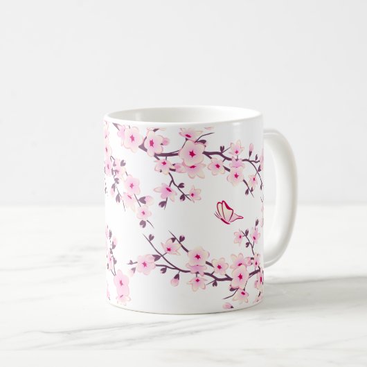 Cherry Blossom Verlassen Hander Monogram Coffee Ta Kaffeetasse (VorderseiteRechts)