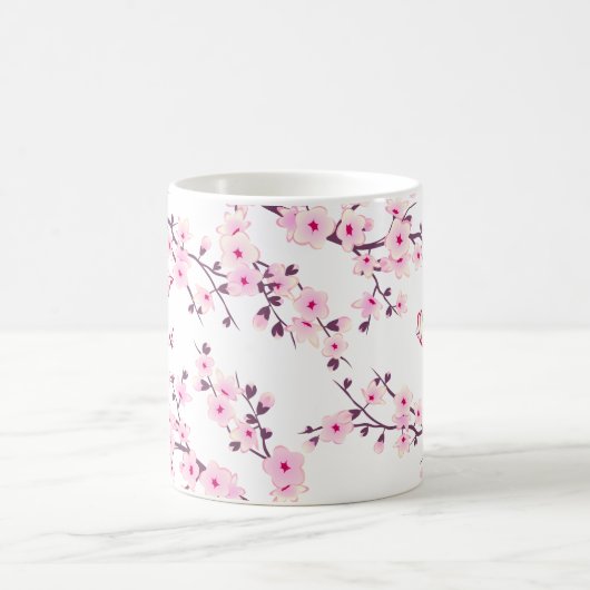 Cherry Blossom Verlassen Hander Monogram Coffee Ta Kaffeetasse (Mittel)