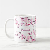 Cherry Blossom Verlassen Hander Monogram Coffee Ta Kaffeetasse (Links)