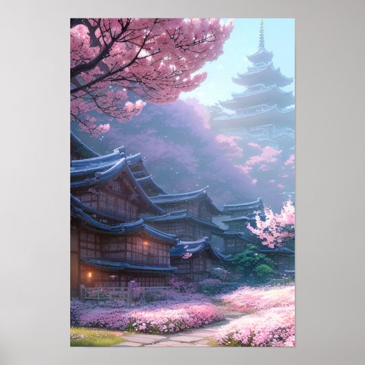 Cherry Blossom Village Poster (Vorne)