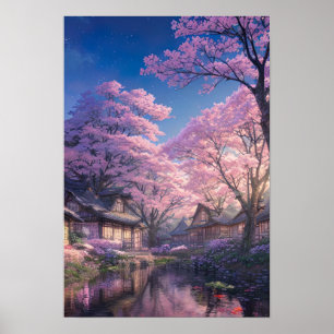 Cherry Blossom Village Retreat Poster