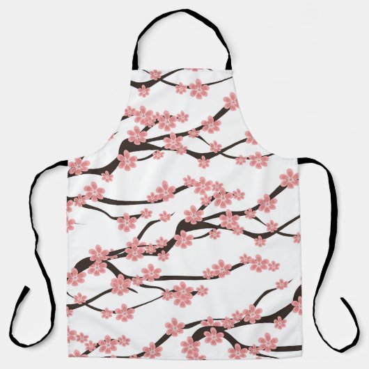 Cherry Blossom: Vintag weiß Nahtlos. Schürze (Vorderseite)