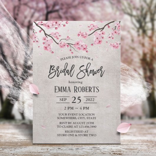 Cherry Blossom Vintages florales Brautparty Einladung