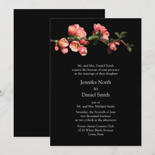 Cherry Blossom Vorlage Hochzeitseinladungen (Vorne/Hinten)