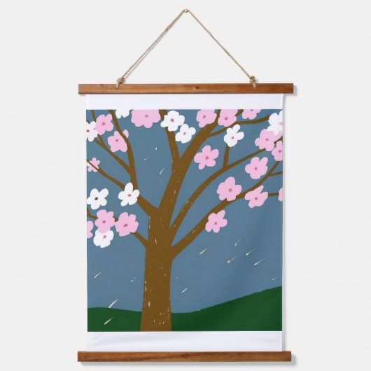 Cherry Blossom Wandteppich Mit Holzrahmen (Vorderseite)