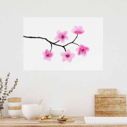 Cherry Blossom Wassercolor Poster (Küche)