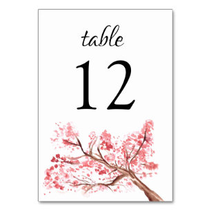 Cherry Blossom Wasserfarbe Blumenrosa Hochzeit Tischnummer