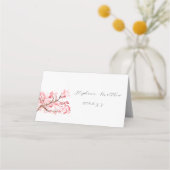 Cherry Blossom Wasserfarbe Rosa Blumenzehen Platzkarte (Rückseite)