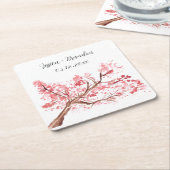 Cherry Blossom Wasserfarbe Rosa Blumenzehen Rechteckiger Pappuntersetzer (angewinkelt)