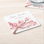Cherry Blossom Wasserfarbe Rosa Blumenzehen Rechteckiger Pappuntersetzer (angewinkelt)