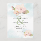 Cherry Blossom Wasserfarbe Save the Date Postkarte (Vorderseite)