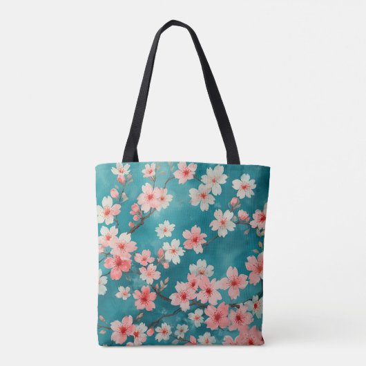 Cherry Blossom Wasserfarbener Traum Tasche (Rückseite)