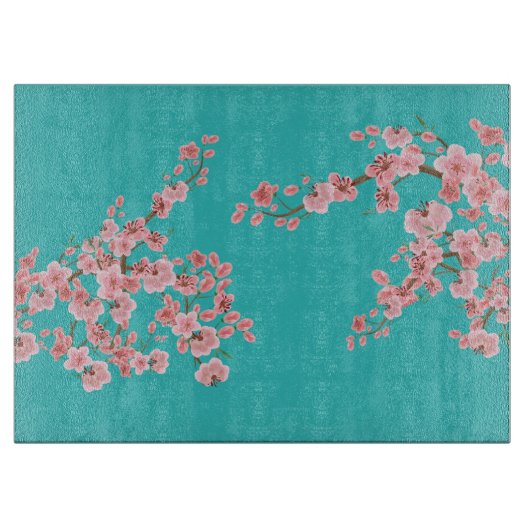 Cherry Blossom Watercolor Cutting Board Schneidebrett (Vorderseite)