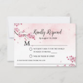 Cherry Blossom Watercolor Pink Floral Wedding RSVP (Vorderseite)