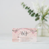 Cherry Blossom Watercolor Pink Floral Wedding RSVP Begleitkarte (Stehend Vorderseite)
