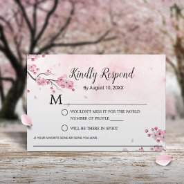 Cherry Blossom Watercolor Pink Floral Wedding RSVP Karte