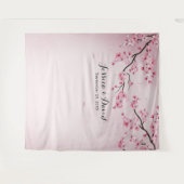 Cherry Blossom Watercolor Spring Wedding Backdrop Wandteppich (Vorderseite (Horizontal))