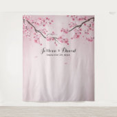 Cherry Blossom Watercolor Spring Wedding Backdrop Wandteppich (Vorderseite)