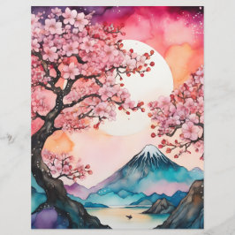 Cherry Blossom Watercolor Srapbook Paper