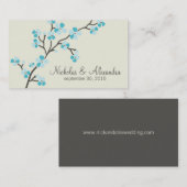Cherry Blossom Wedding Business Card (aqua) Visitenkarte (Vorne/Hinten)