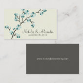 Cherry Blossom Wedding Business Card (aquamarin) Begleitkarte (Vorne/Hinten)