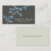 Cherry Blossom Wedding Business Card dunkel (blau) Visitenkarte (Vorne/Hinten)