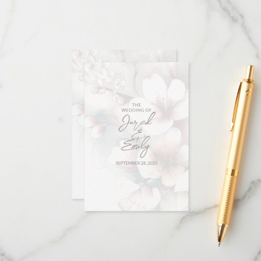 Cherry Blossom Wedding Card mit QR Code Begleitkarte (Vorderseite/Rückseite Beispiel)