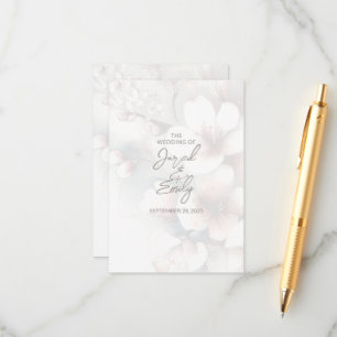 Cherry Blossom Wedding Card mit QR Code Begleitkarte
