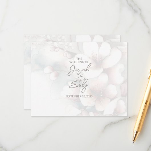 Cherry Blossom Wedding Card mit QR Code Begleitkarte (Vorderseite/Rückseite Beispiel)