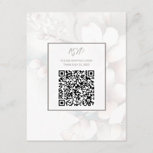 Cherry Blossom Wedding Card mit QR Code Begleitkarte (Rückseite)