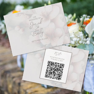 Cherry Blossom Wedding Card mit QR Code Begleitkarte