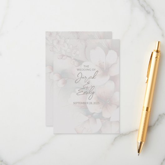 Cherry Blossom Wedding Card mit QR Code Begleitkarte (Vorderseite/Rückseite Beispiel)