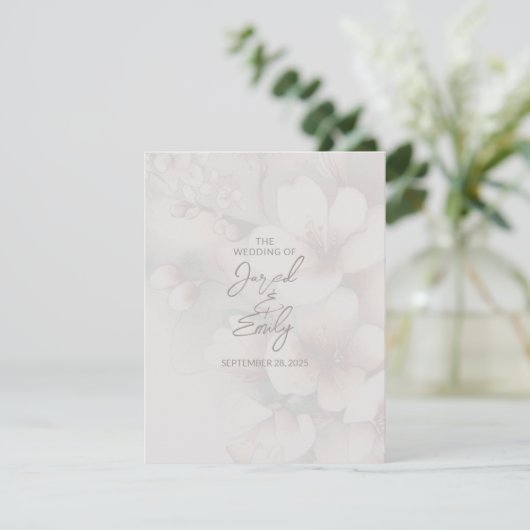 Cherry Blossom Wedding Card mit QR Code Begleitkarte (Stehend Vorderseite)