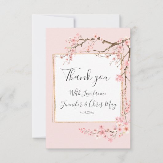 Cherry Blossom Wedding Dankeskarte (Vorderseite)
