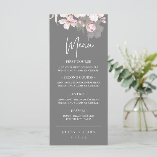 Cherry Blossom Wedding Dinner Menu (Stehend Vorderseite)