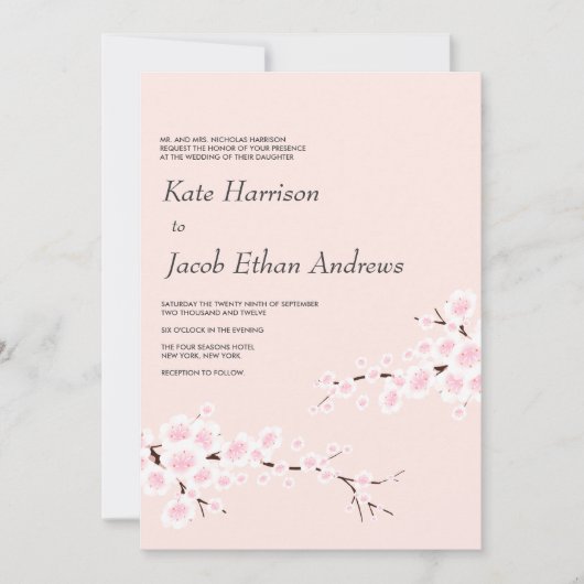 Cherry Blossom Wedding Einladung (Vorderseite)