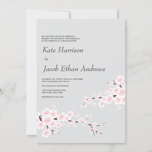 Cherry Blossom Wedding Einladung (Vorderseite)