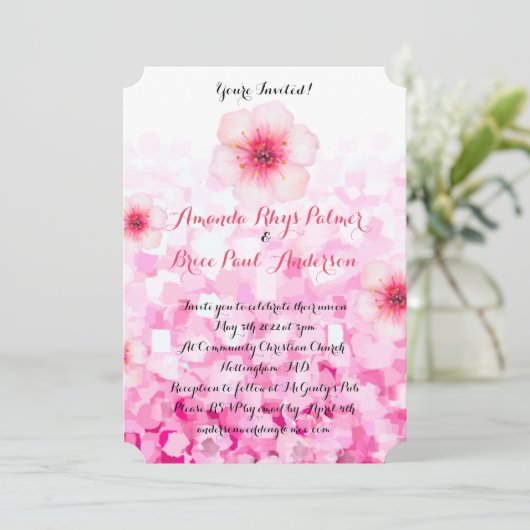 Cherry Blossom Wedding Einladung (Stehend Vorderseite)