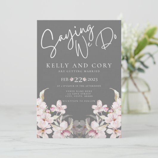 Cherry Blossom Wedding Einladung (Stehend Vorderseite)