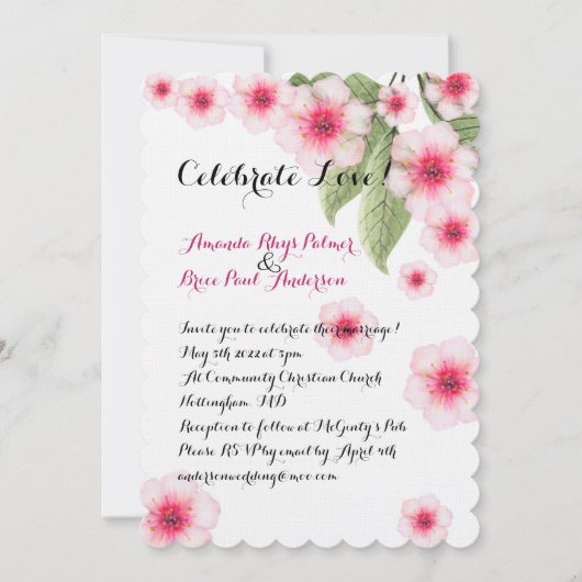 Cherry BLossom Wedding Einladung (Vorderseite)