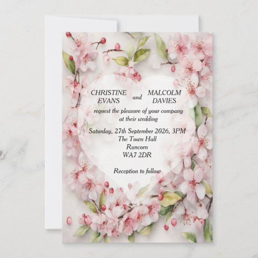 Cherry Blossom Wedding Einladung (Vorderseite)