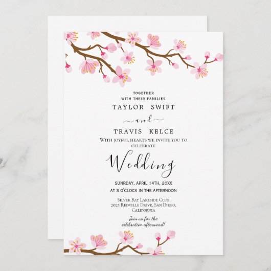 Cherry Blossom Wedding Einladung (Vorne/Hinten)