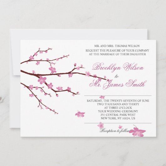 Cherry Blossom Wedding Einladung (Vorderseite)