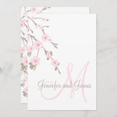 Cherry Blossom Wedding Einladung Monogram Back (Vorne/Hinten)